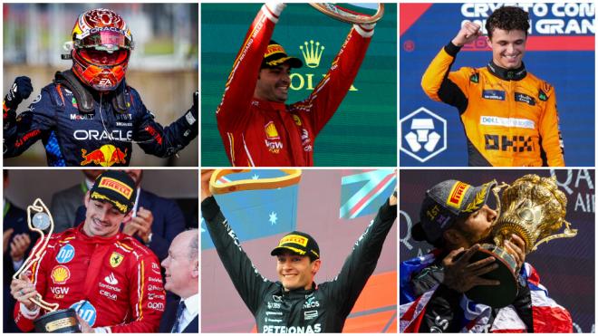 Los seis ganadores, hasta la fecha, en la temporada 2024 de la F1