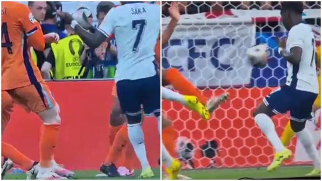 La imagen en la que parece que Saka toca el balón con la mano antes del penalti a Harry Kane (Rede