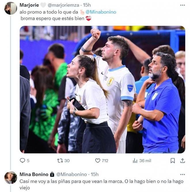 El mensaje de Mina Bonino, en redes sociales.