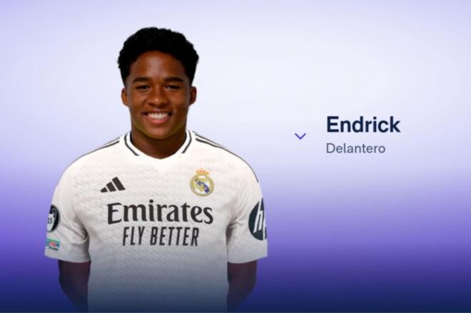 Endrick, en la web del Real Madrid.