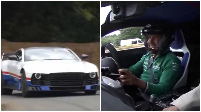 Fernando Alonso estrenando su Aston Martin Valiant en GoodWood