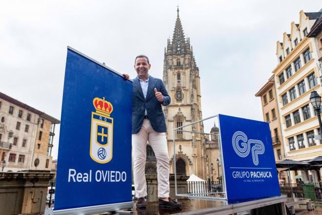 Javi Calleja en su presentación como entrenador del Real Oviedo (Foto: ROV).