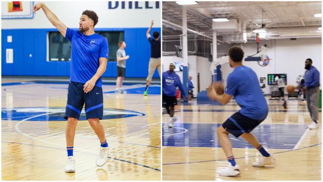 Klay Thompson entrenando con los Dallas(@NBASpain)