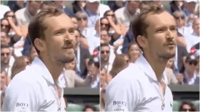 El enfado de Medvedev ante Carlos Alcaraz (Fuente: Wimbledon)