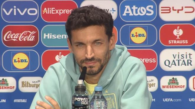 Jesús Navas en la rueda de prensa previa a la final