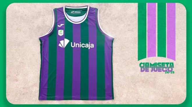 La camiseta local del Unicaja 2024/25, primera vez que viste con rayas. (Foto UNICAJACB)