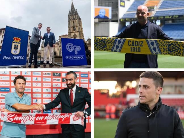 Calleja (Oviedo), Paco López (Cádiz), Rubi (Almería) y Alessio (Lisci)., con pasado en el primer equipo granota.