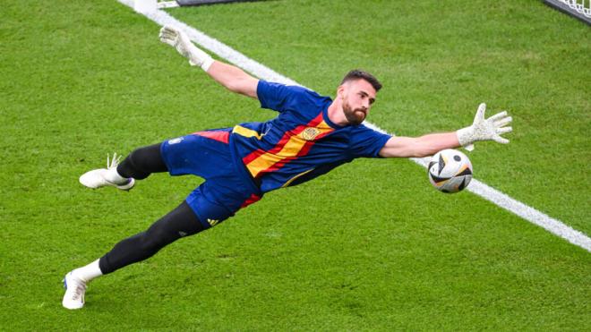 Unai Simón, durante el entrenamiento de España-Inglaterra (foto: Cordon Press).