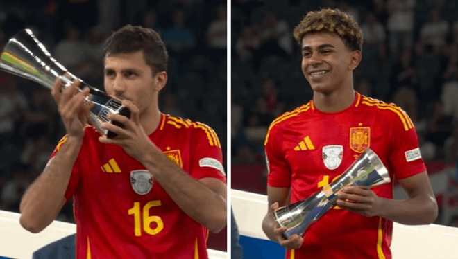 Rodrigo Hernández y Lamine Yamal, entre los premios de la Eurocopa.