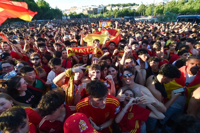 Aficionados de España, durante la final de la Eurocopa en Madrid (Foto: Cordon Press).