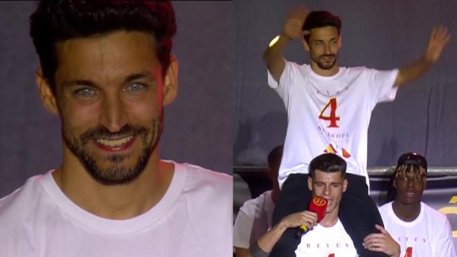 Jesús Navas, en la celebración de la Selección.