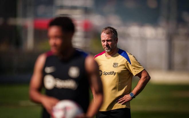 Hansi Flick, en una sesión del FC Barcelona (Foto: FCB).