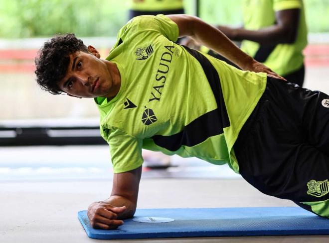 Jonathan Gómez en un entrenamiento en Zubieta (Foto: Real Sociedad).