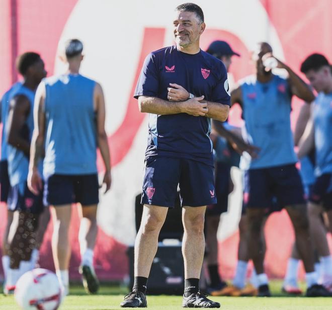 García Pimienta, durante la pretemporada del Sevilla (Foto: SFC).