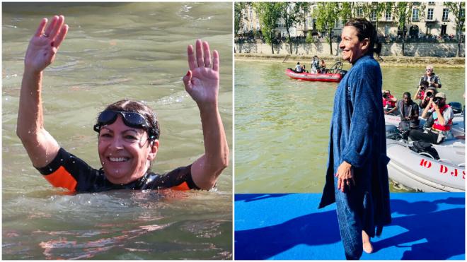 Anne Hidalgo, bañándose en el Sena(RR.SS)