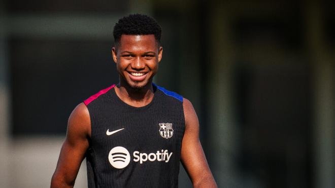 Ansu Fati durante un entrenamiento de lFC Barcelona (Fuente: FCB)