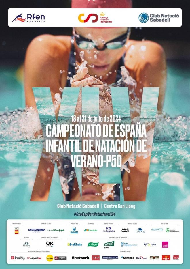 Cartel anunciador del campeonato de España infantil de natación.