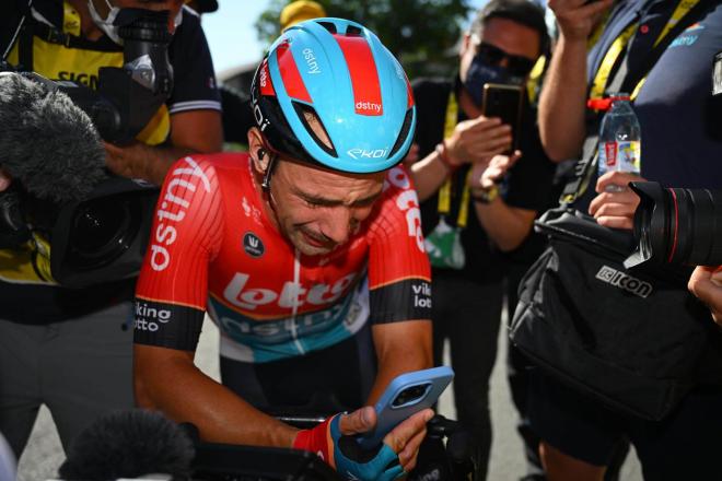 Campenaerts, tras ganar la 18º etapa del Tour de Francia (Foto: EFE).