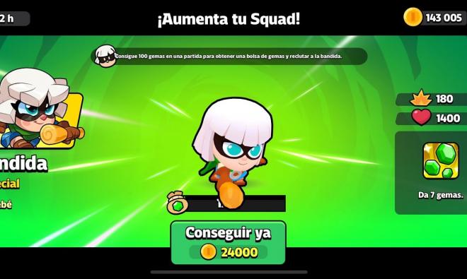 El menú principal del evento de la bandida en Squad Busters.