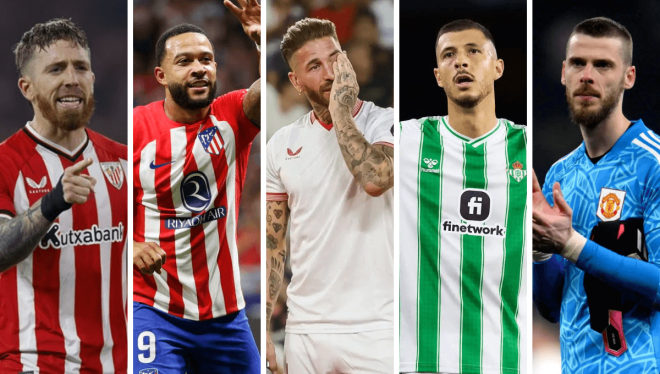 Muniain, Memphis Depay, Sergio Ramos, Guido Rodríguez o David de Gea, sin equipo.