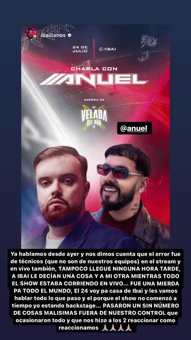 Anuel AA habla de La Velada del Año 4 (Instagram: @anuel)