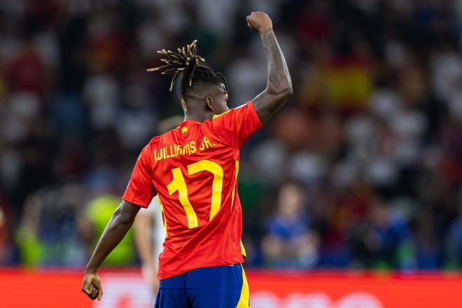 Nico Williams celebra un gol con España en la Eurocopa (Foto: Cordon Press).