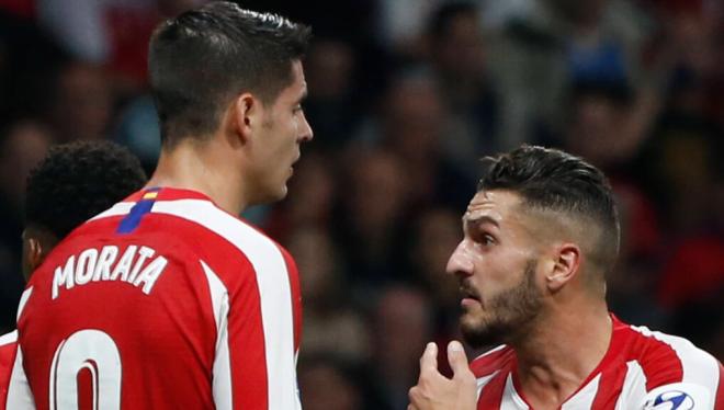 Koke y Morata, durante un partido del Atlético de Madrid (Cordon Press)