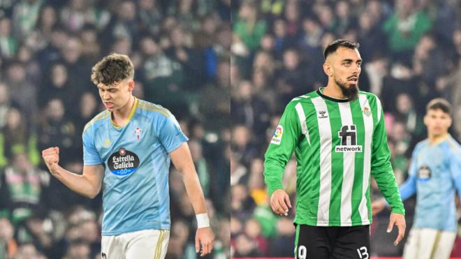 Strand Larsen y Borja Iglesias, en el Betis - Celta de 2023.