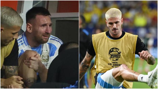 Messi llorando en el banquillo tras salir lesionado de la final de la Copa América (Cordon Press)