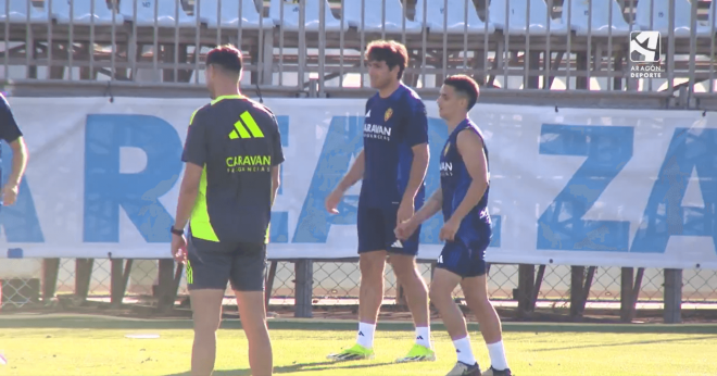 Sergio Bermejo entrena con el Real Zaragoza. (Foto: Aragón Deporte)