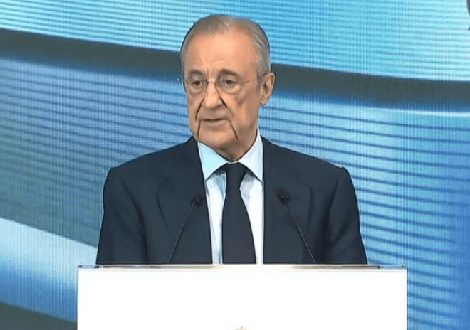 Florentino Pérez, en el acto de despedida de Nacho Fernández.