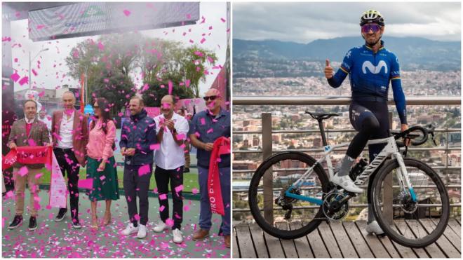 Alejandro Valverde recibiendo un homenaje y participando en el Giro d'Italia Ride like a pro de Ecu