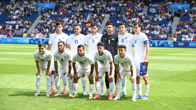 Once inicial de Uzbekistán frente a España en los Juegos Olímpicos de París 2024 (foto: Cordon