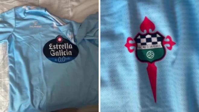 Captura de la camiseta falsa del Celta con el escudo del Racing de Ferrol.