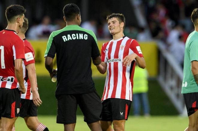 Peio canales marcaba en el amistoso ante el Racing en Lasesarre (Foto: Athletic Club).