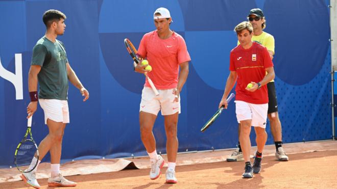 David Ferrer, junto a Rafa Nadal y Carlos Alcaraz (foto: Cordon Press).