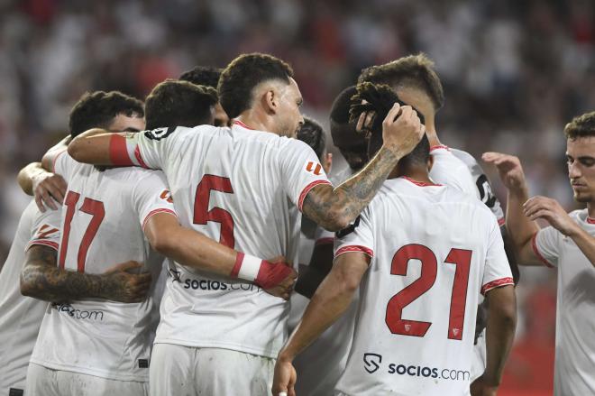 Celebración del gol de Lucas Ocampos (Foto: Kiko Hurtado).