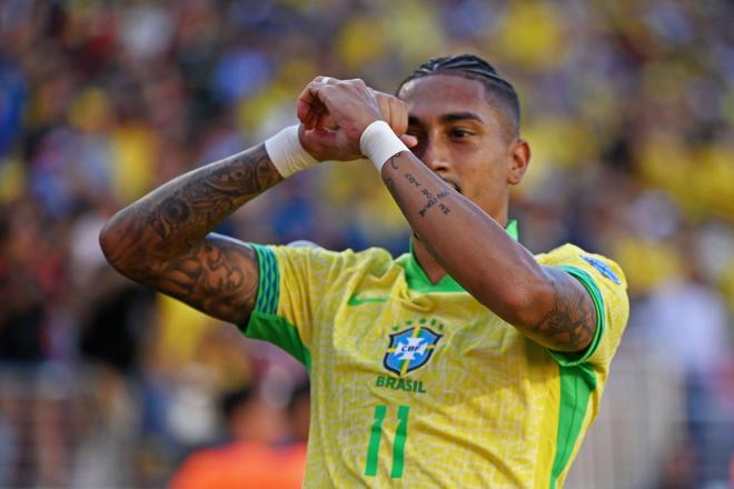 Celebración de Raphinha con Brasil en la Copa América (FOTO: Cordón Press).