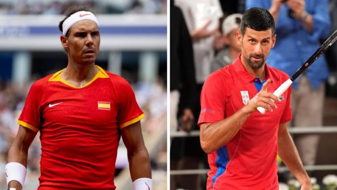 Rafa Nadal y Novak Djokovic, en París 2024.