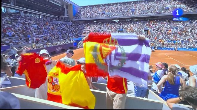 Bandera del Real Valladolid en el Nadal - Djokovic (Foto: X)