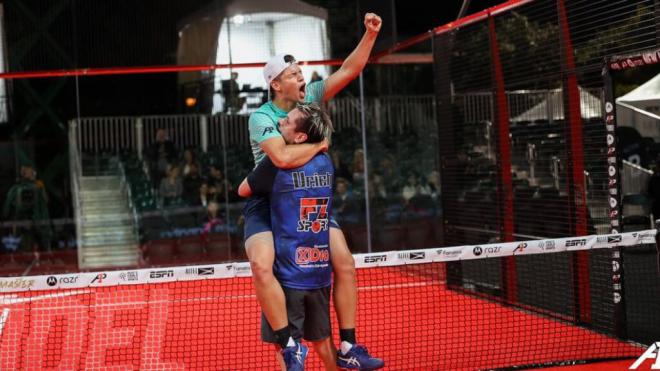 Del Moral y De Pascual, en un partido del A1 Padel