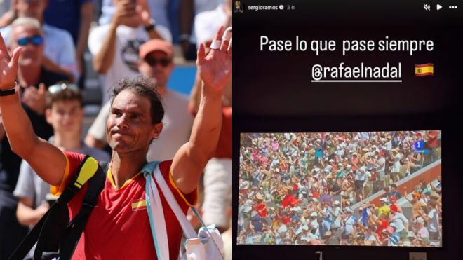 Sergio Ramos apoyó a Rafa Nadal en su duelo ante Novak Djokovic.