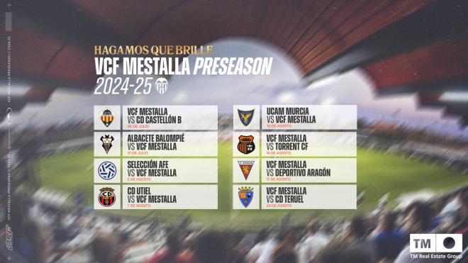 Los ocho partidos amistosos del VCF Mestalla.