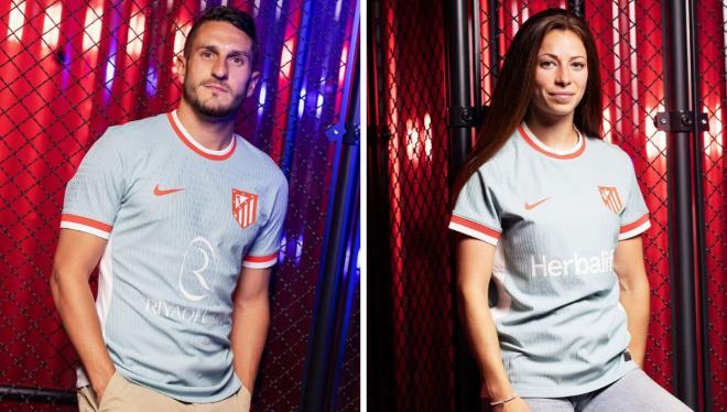 Koke y Xenia Pérez, con la Segunda camiseta del Atlético de Madrid (Foto: ATM).