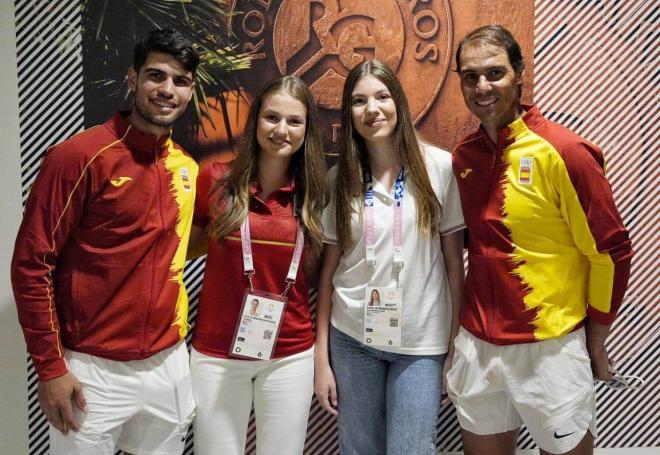 Nadal y Alcaraz junto a la Princesa Leonor y la Infanta Sofía (Cordon Press)