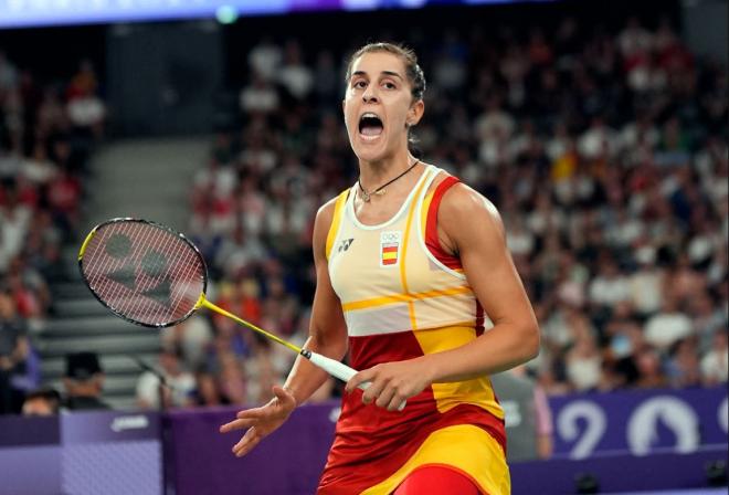 Carolina Marín, en su victoria ante Zhang en los Juegos Olímpicos (Foto: EFE).