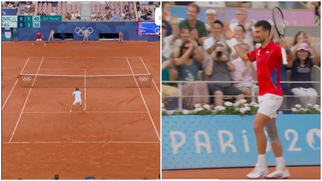 Novak Djokovic se impuso con un gran golpe en el primer set a Stéfanos Tsitsipas.