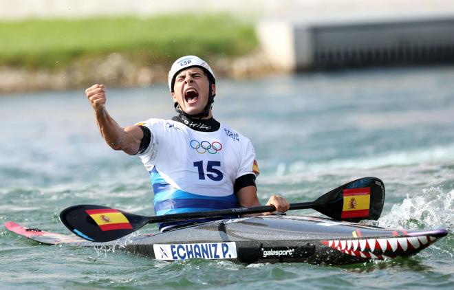 Pau Echaniz celebra en los Juegos Olímpicos de París 2024 (Foto: EFE).