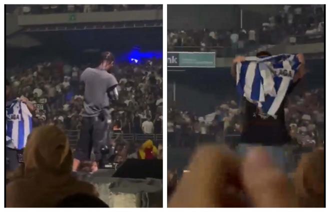 Fan de Travis Scott se sube al escenario con la camiseta del Málaga CF.