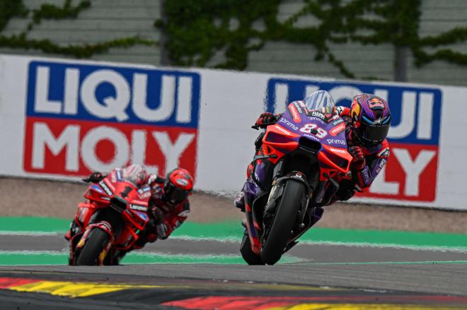 Jorge Martín y Francesco Bagnaia, durante el GP de Alemania (foto: Cordon Press).